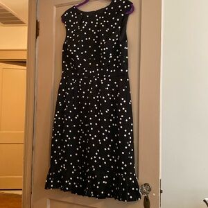 WHBM silk polka dot dress w/ ruffle hem